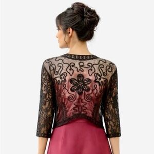 Stylish Black Sheer Lace Cover-Up - perfect for night out or Boho Look!